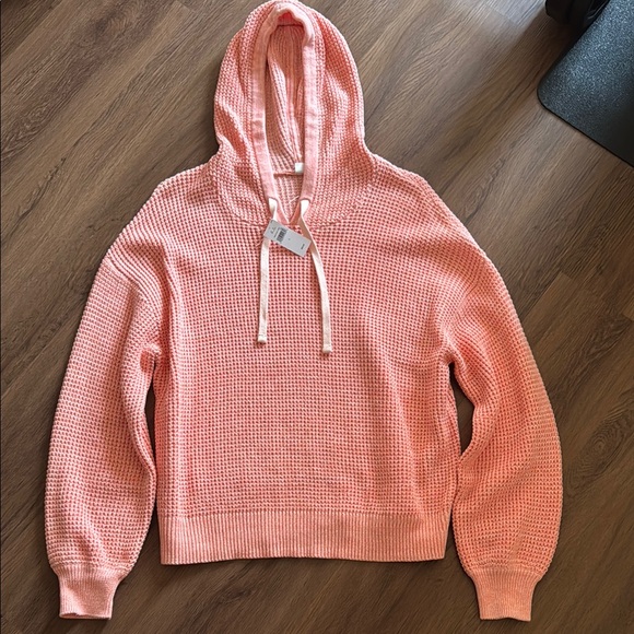 GAP Sweaters - NWT GAP Coral Waffle Hooded Sweater